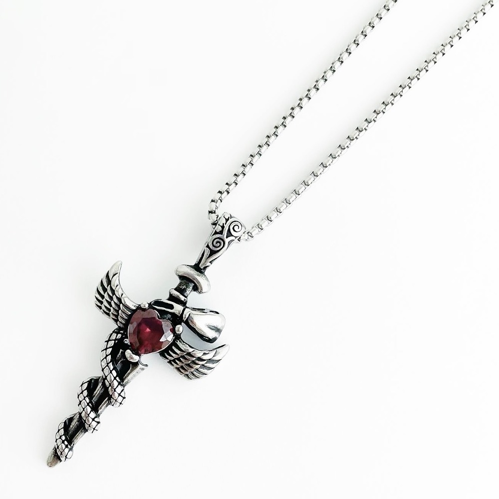 Red Heart Wings Necklace