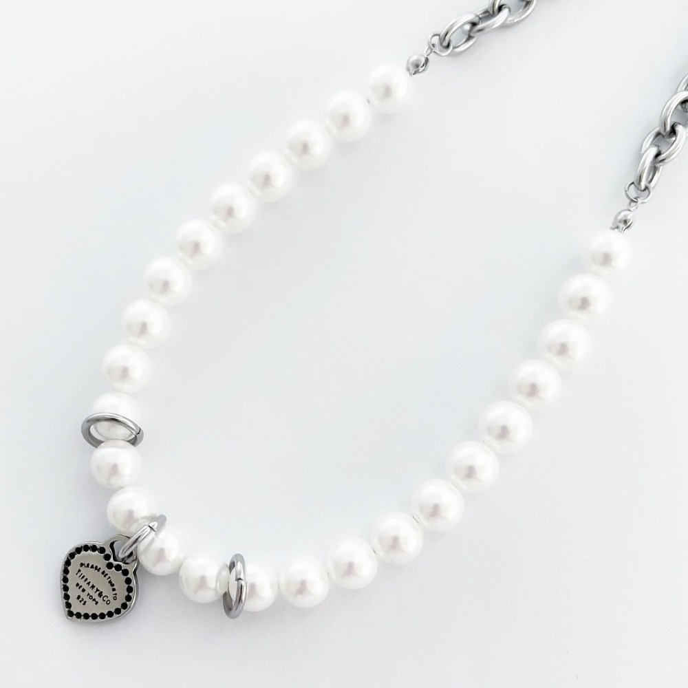 Pearl O-ring Heart necklace