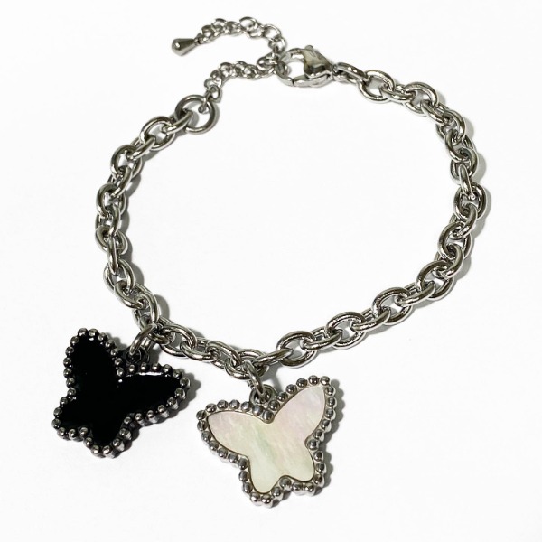 Pearl or Onyx Butterfly Bracelet