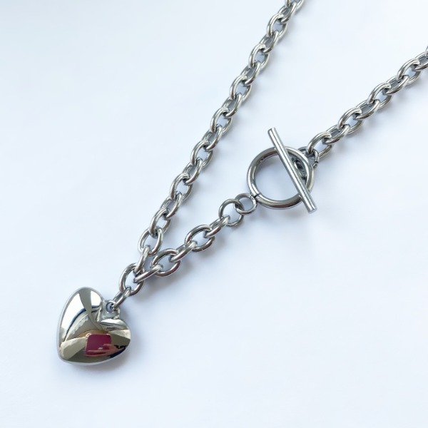 Heart Ball Toggle Bar Necklace