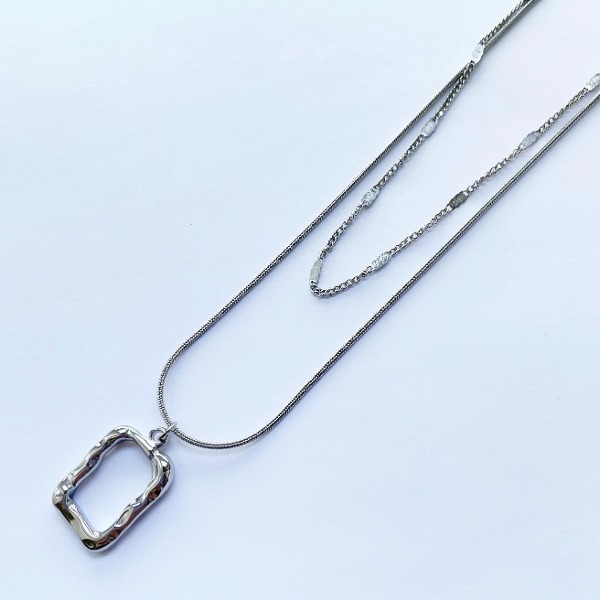 Square Wave Two chain Necklace