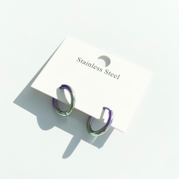 (한쌍판매) Rainbow Purple Green Earring