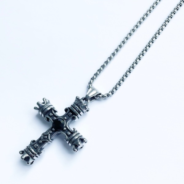 Double-sided crown Cross Necklace