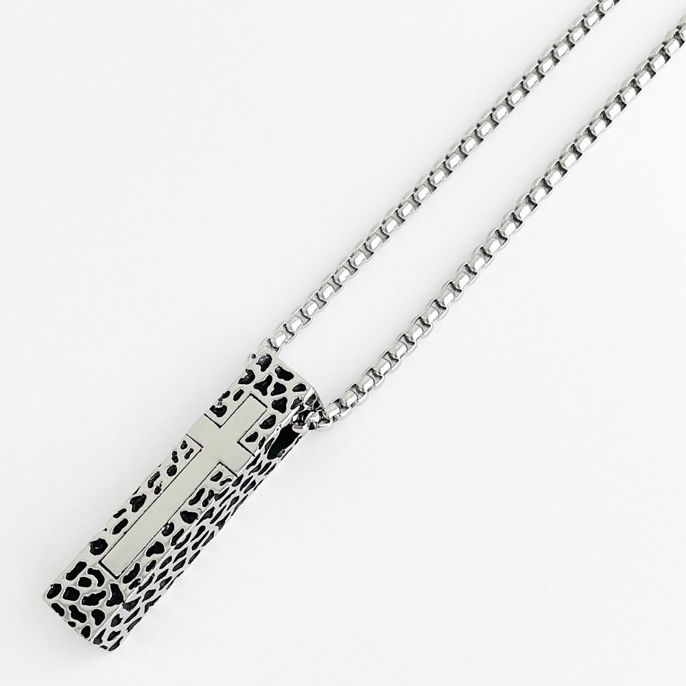 Leopard Square Cross Necklace