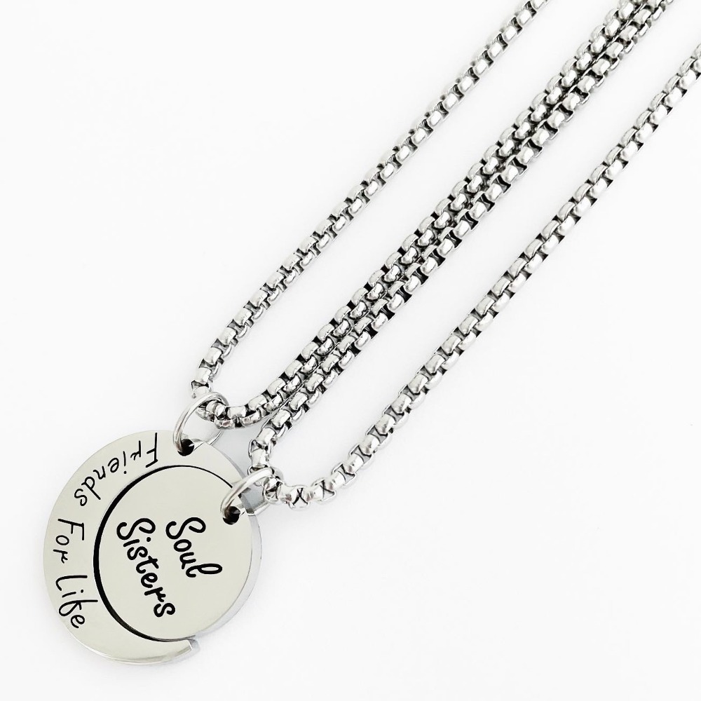 (1+1) moon lettering couple necklace