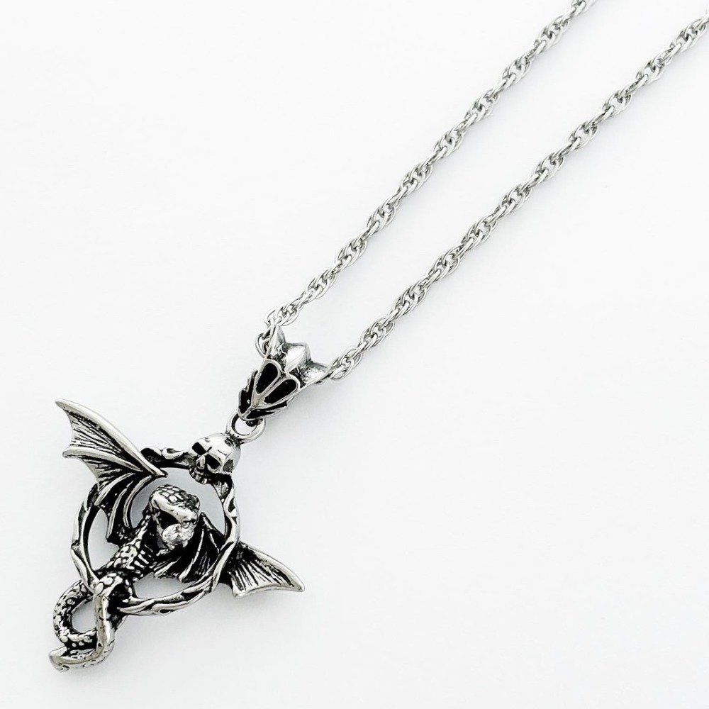 White Cubic Dragon Necklace